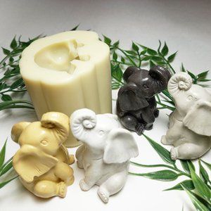 2.2''Elephant figurine silicone mold, Elephant figure mold, laughing baby elepha